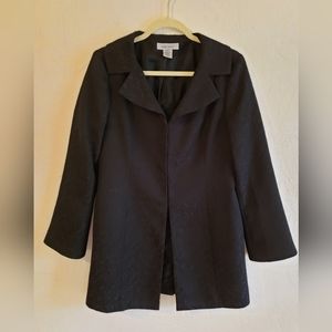 Nine West womens long black embossed jacket, size S